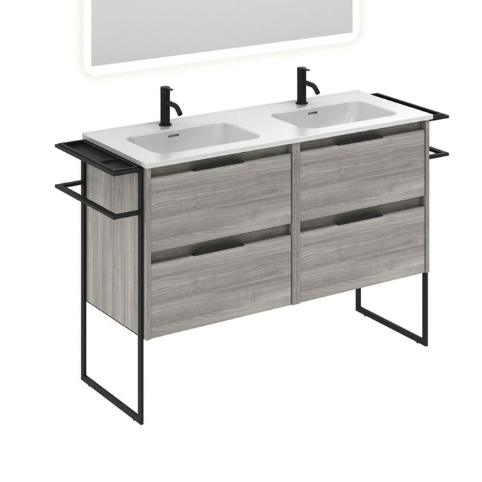 AMIZUVA C0073758 KEIKO Mueble de Baño con Lavabo 4 Cajones 120 cm Gris Arenado
