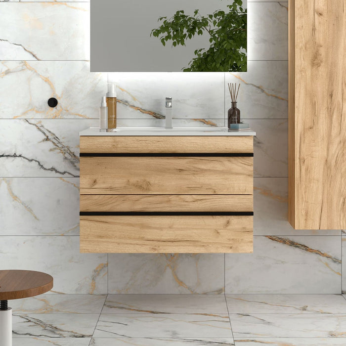 SALGAR BORN Mueble de Baño con Lavabo Color Roble