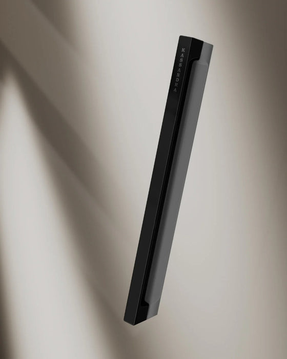 KASSANDRA DE102 DELTA Mampara Ducha 1F+1C Negro Mate Vidrio Decorado