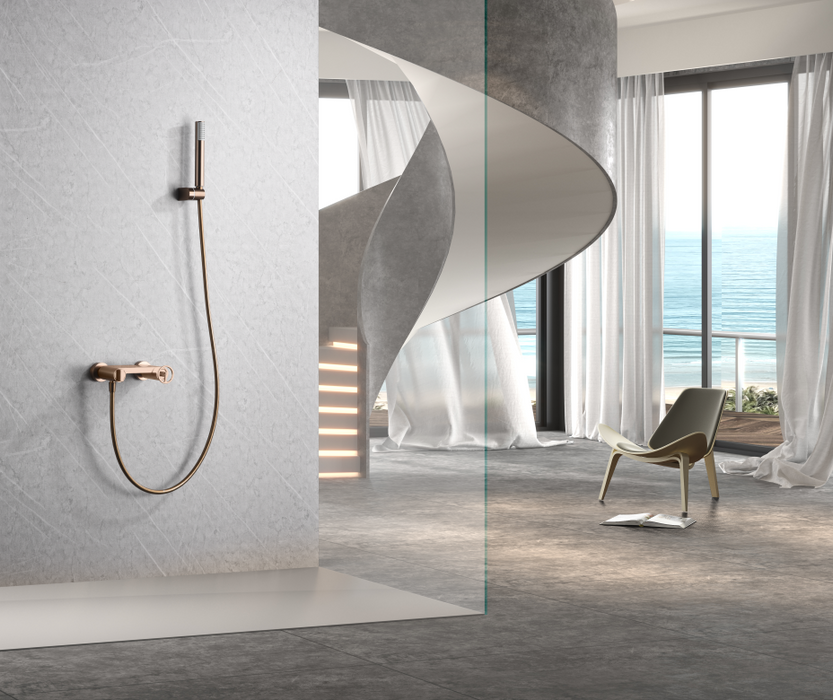 IMEX BDC033-5ORC OLIMPO Kit Ducha Monomando Oro Rosa Cepillado