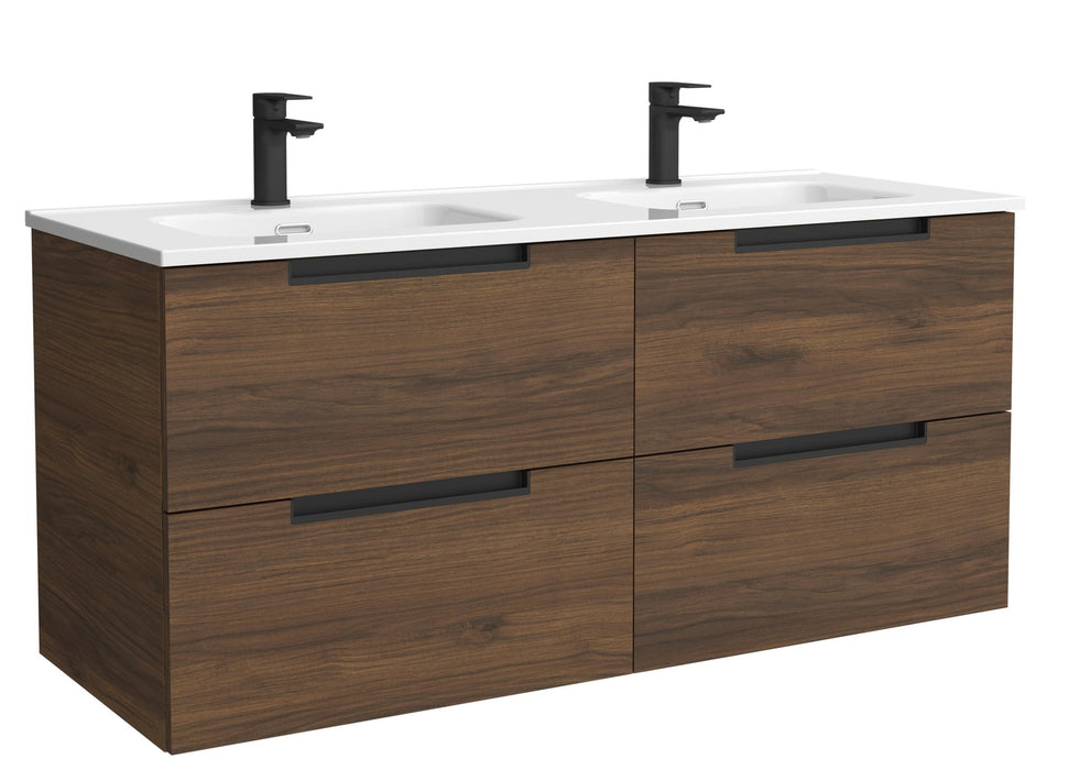 SALGAR 121983 LENI Mueble de Baño 2 pozas Porcelana 120cm Nogal