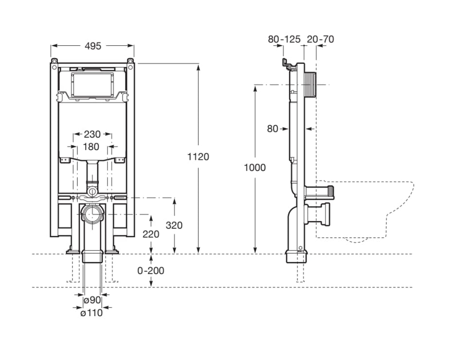 ROCA A890073020 DUPLO ONE Frame With Compact Built-in Cistern