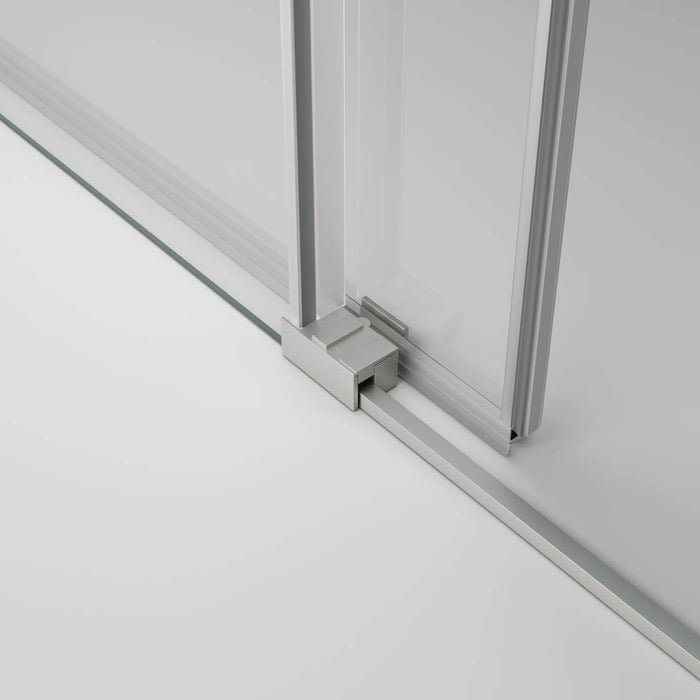 GME BASIC Mampara Frontal Ducha Corredera 1F+1C Nickel Vidrio Decorado