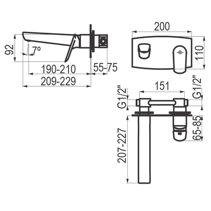PRESTO 4955600 Kily lavabo mural Cromo
