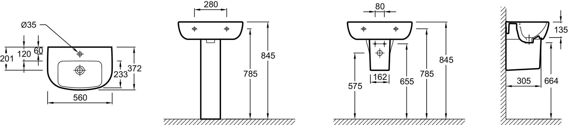 JACOB DELAFON E4755G-00 ODEON UP Lavabo 56x37 Blanco