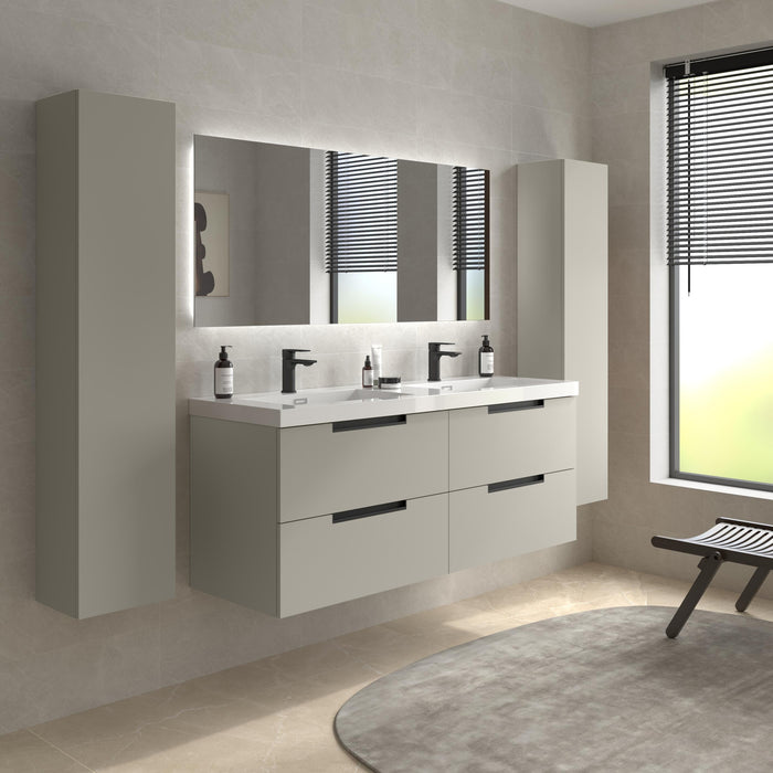 SALGAR 121985 LENI Mueble de Baño 2 pozas Carga Mineral 140cm Gris mate