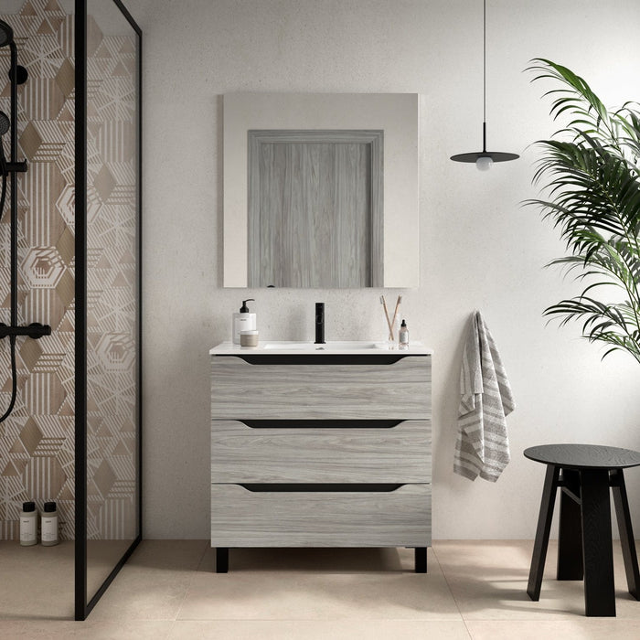 BATHME TRIO Complete Set Bathroom Furniture 3 Drawers Cambrian Oak Color