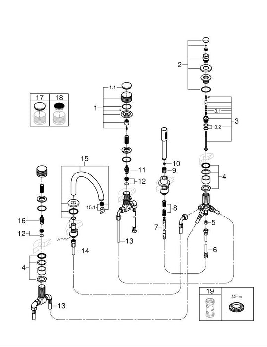 GROHE 24 167 GN1 ESSENCE Monomando con inversor de 2 vías oro cepillado