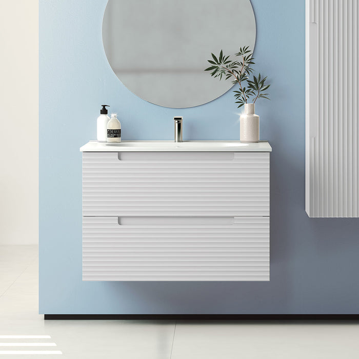 VISOBATH KYOTO Mueble de Baño con Lavabo 2 Cajones Suspendido Blanco Ada Mate