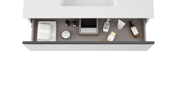 VISOBATH GRANADA Mueble de Baño con Lavabo 3 Cajones Color Blanco Ada Mate Tirador Negro