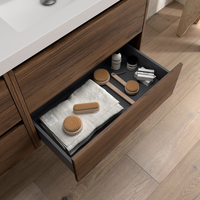 SALGAR 105533 NOJA Mueble de Baño con Tapa Encimera 4 Cajones 140 cm Color Nogal Maya