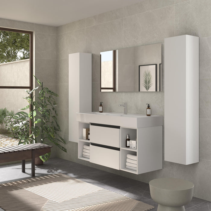 SALGAR 116038 BEQUIA PLUS METAL Mueble de Baño 1 poza Porcelana 120cm Blanco Mate