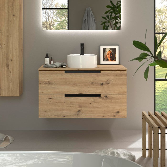 SALGAR LENI Mueble de Baño con Tapa Encimera Color Roble