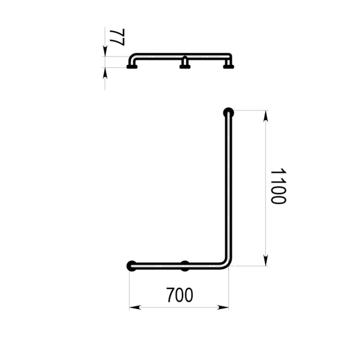 PRESTO 88163 Barra de apoyo ángulo larga izquierda Inox