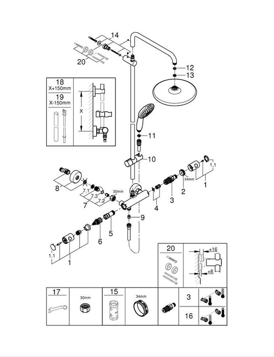 GROHE 19 451 243 EUROSMART Monomando de ducha 1/2" negro mate