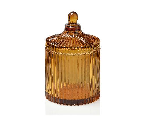 ANDREA HOUSE CR68270 Caja Vidrio Ambar Ø10,5X17