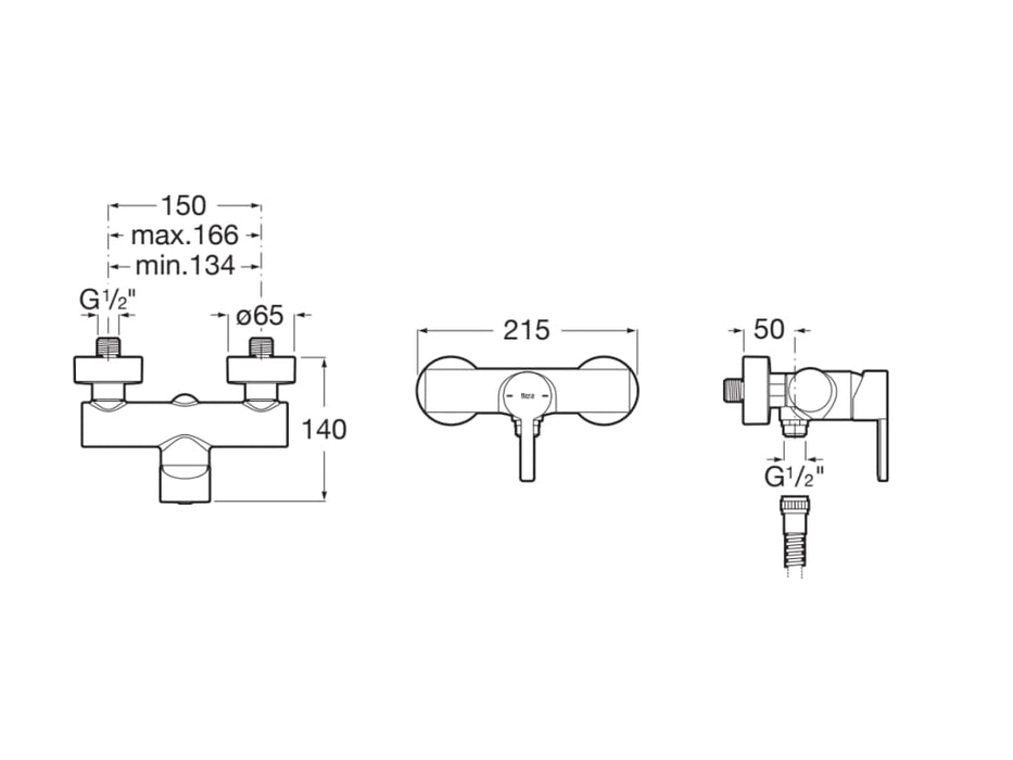 ROCA A5A2196CN0 NAIA Grifo Monomando Ducha Negro Titanio