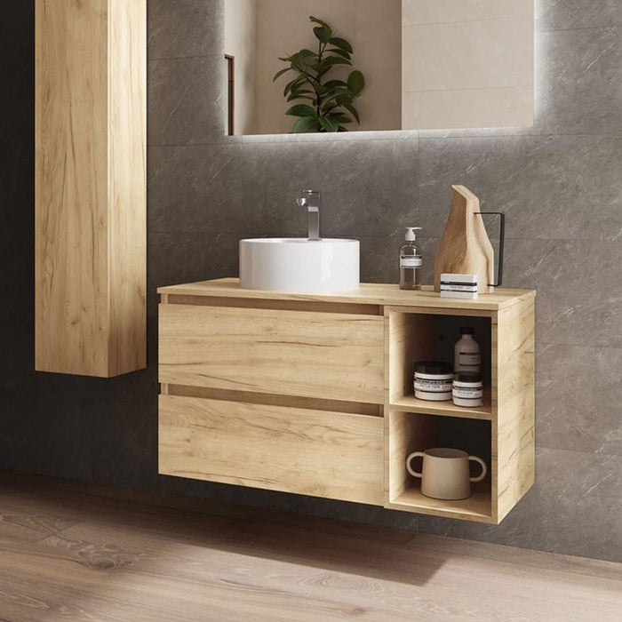 SALGAR BEQUIA Bathroom Furniture with Sink and Countertop 2 Drawers 2 Compartments Roble África