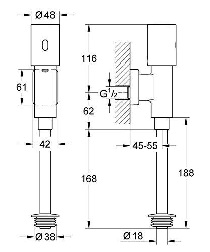 GROHE 37 421 000 TECTRON Infrared electronic urinal flushometer