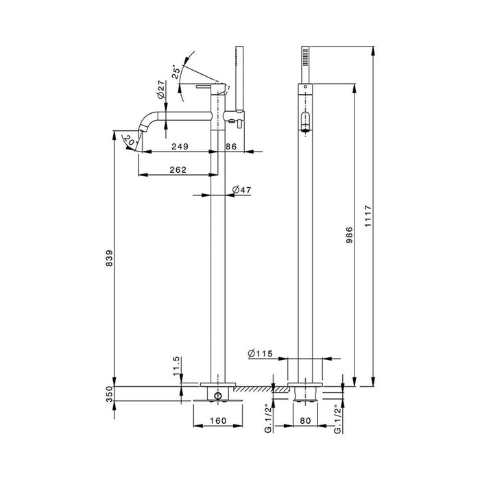 PRESTO 8671199 Nox grupo baño-ducha pie Inox