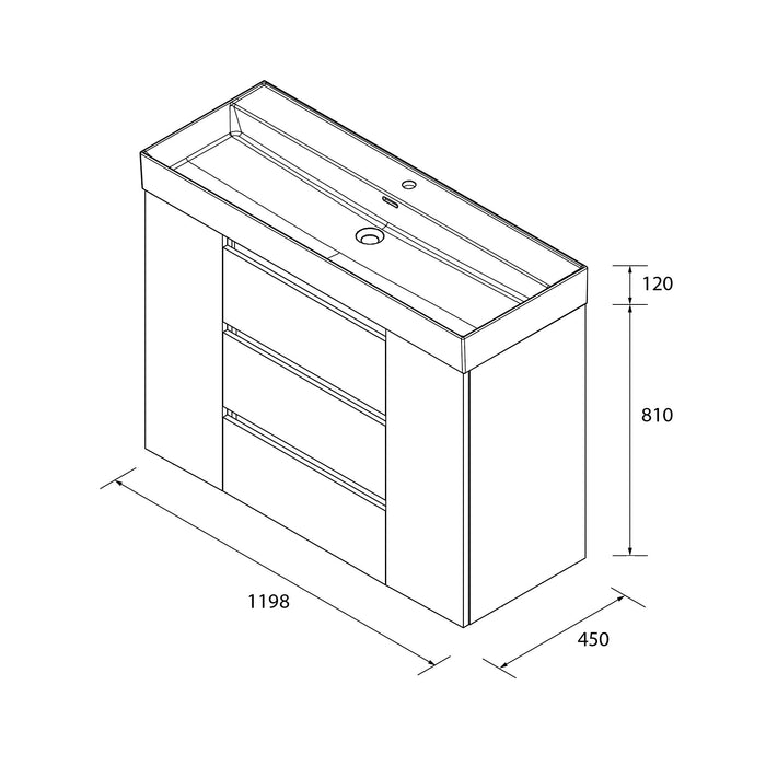 SALGAR BEQUIA PLUS Furniture 3C Sink Veneto 120 cm Oak