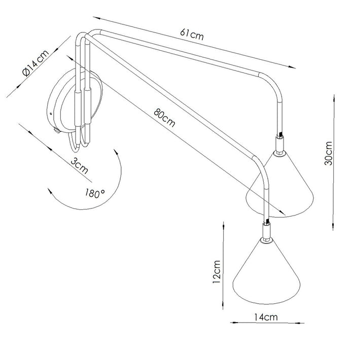 SOLLUX SL.2506 Aplique de pared NOX 2 blanco con interruptor