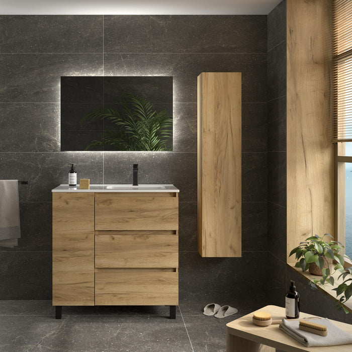 SALGAR 117497 BEQUIA PLUS Mueble de Baño 1 poza Porcelana 110cm Roble