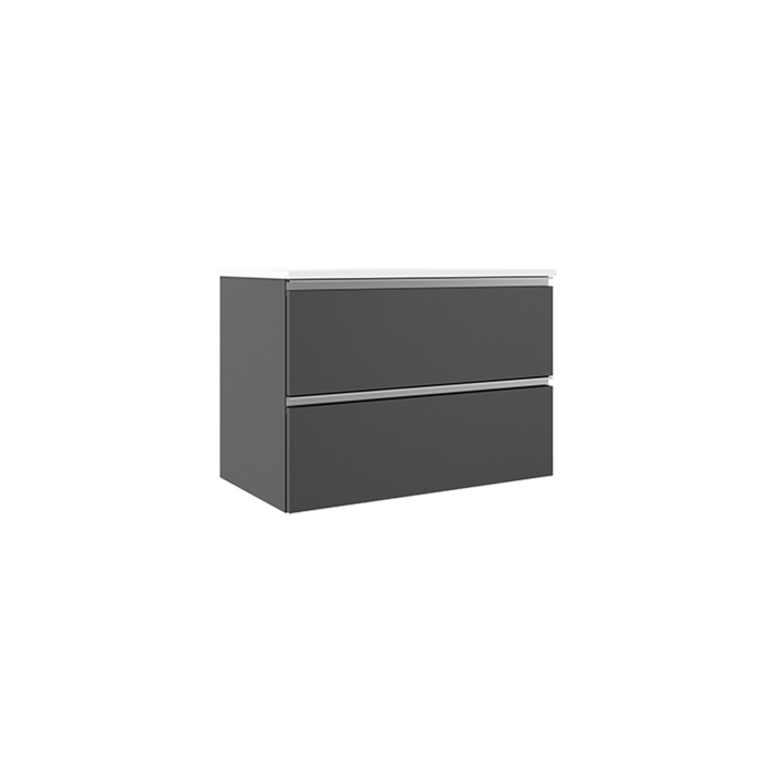 VISOBATH GRANADA Mueble de Baño con Lavabo Suspendido 2 Cajones Color Gris Ceniza Tirador Aluminio