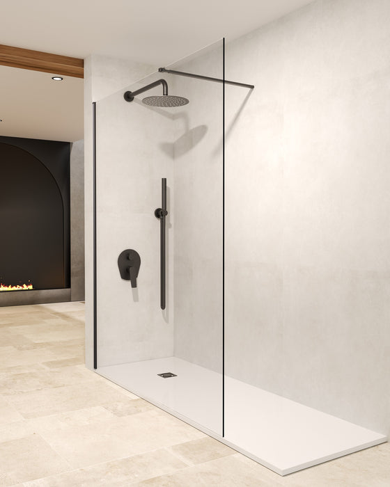 SB_X SCREEN Mampara Fijo Ducha 8 MM Negro Mate Transparente