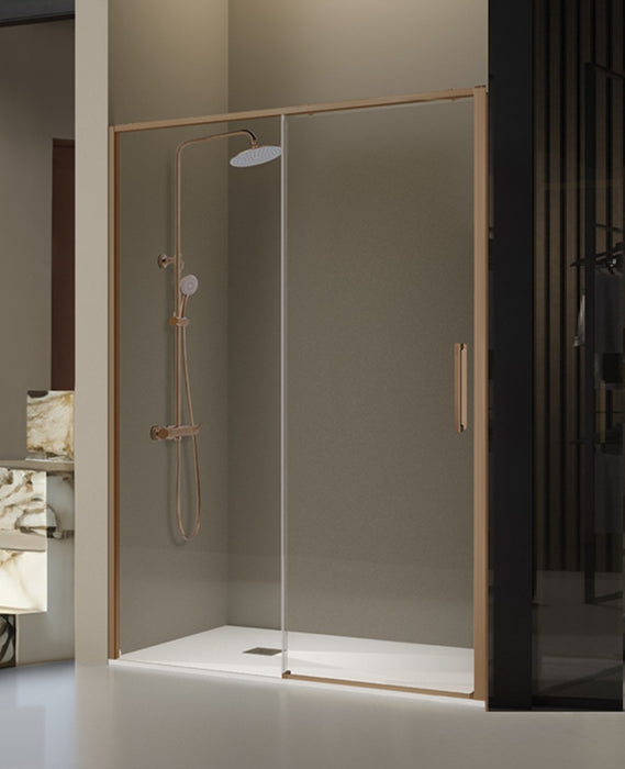 KASSANDRA DE102 DELTA Mampara Ducha 1F+1C Bronce Cepillado Transparente