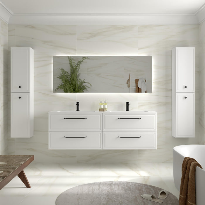 SALGAR 121805 RUNA Mueble de Baño 2 pozas Solid Surface 160cm Blanco Mate