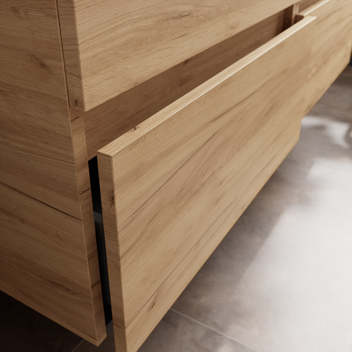 SALGAR BEQUIA Bathroom Cabinet with Veneto Sink Color Roble África