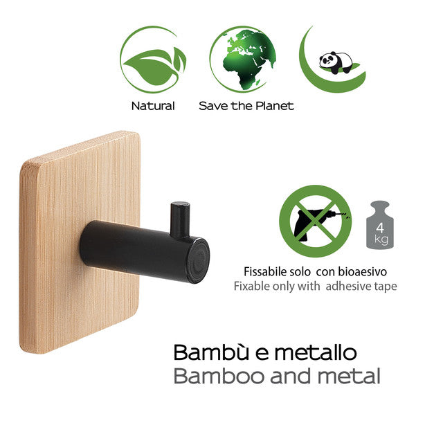 GEDY 12264100100 JUNCOS Percha Natural-Negro Mate