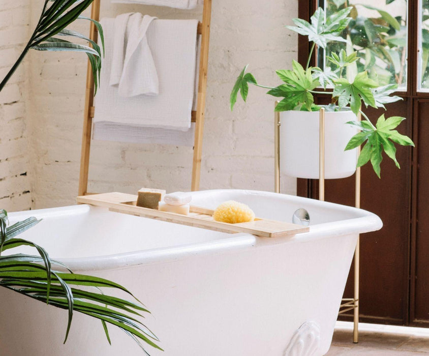 ANDREA HOUSE AX69045 Macetero Metal Blanco-Dorado 28x28x80 CM