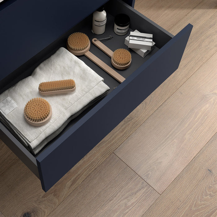 SALGAR NOJA 910 Mueble de Baño con Tapa Encimera 2 Cajones 1 Puerta Izquierda Color Azul Mate