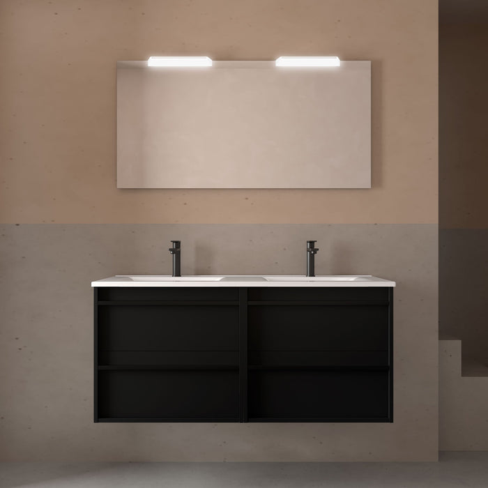SALGAR 104923 ATTILA Conjunto Mueble de Baño 120 Completo Negro Mate