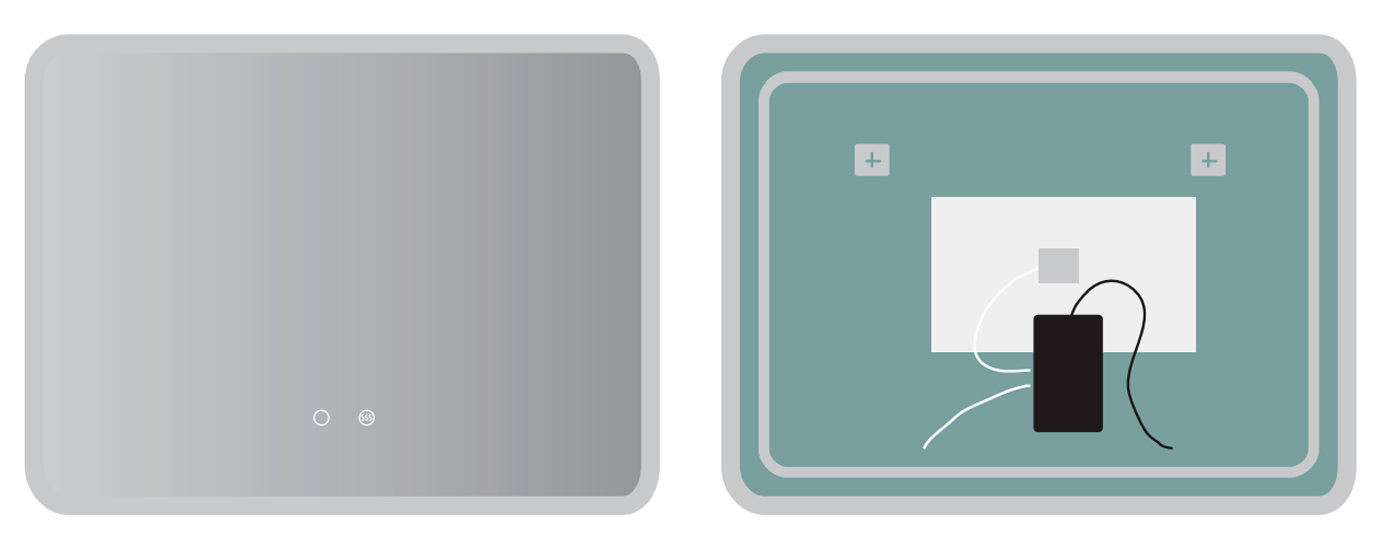 LEDIMEX PRAG014/90 PRAGA LED Square Mirror Rounded Edge Sandblasted Chrome Outline 90x80 cm