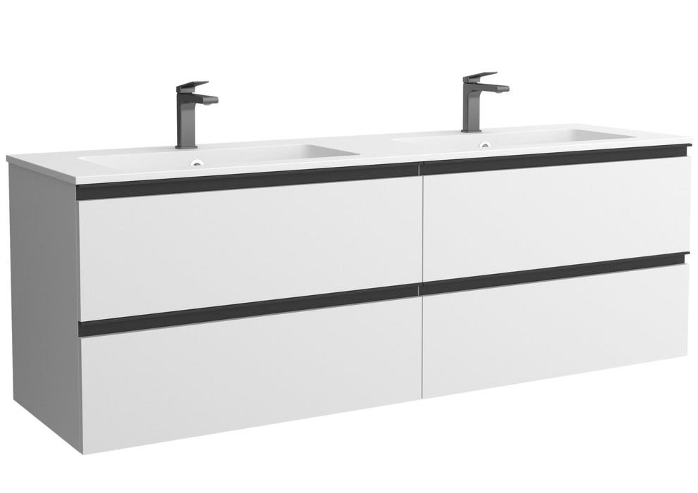 SALGAR 115928 BEQUIA METAL Mueble de Baño 2 pozas Solid Surface 160cm Blanco Mate