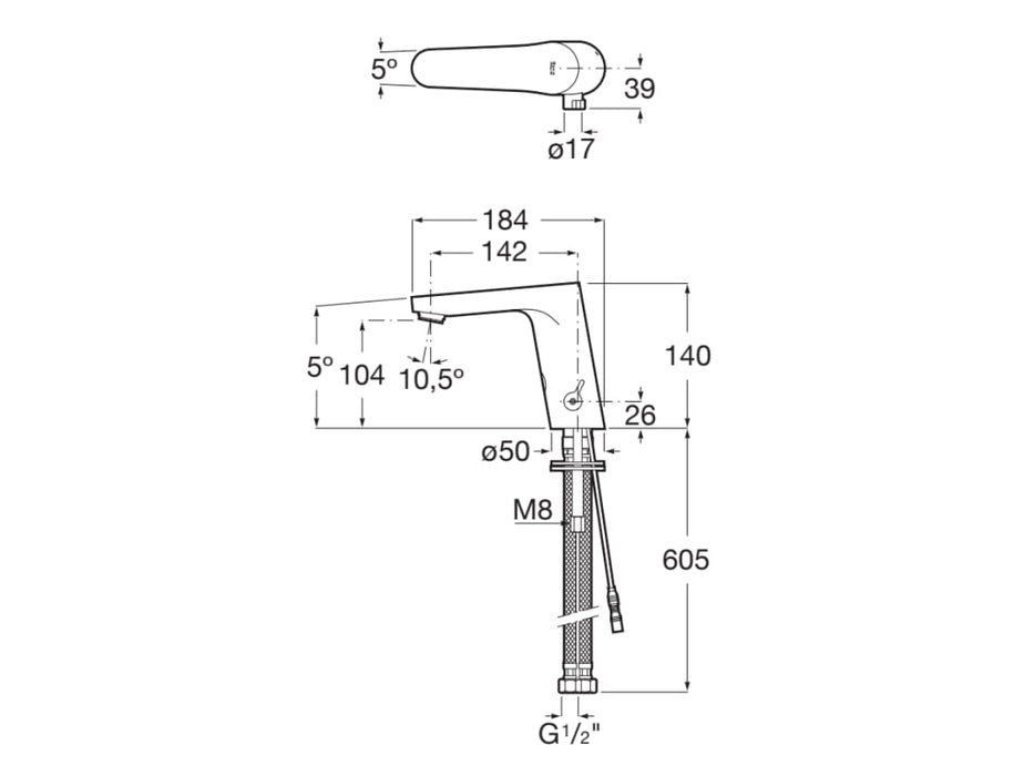 ROCA A5A5809C00 L30-E Grifo Electrónico Lavabo Agua Premezclada Cromo