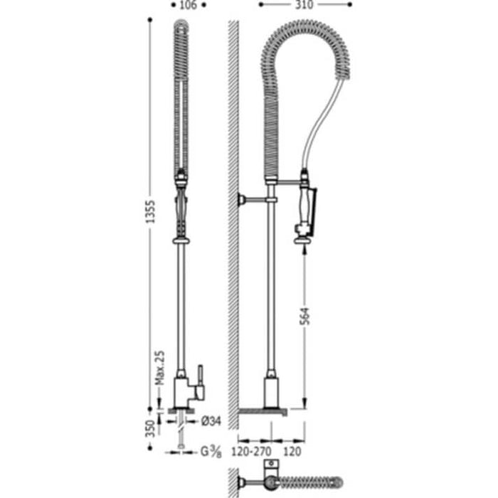 TRES 130484 TOP-TRES COCINA ESSENTIAL Grifo Monomando Fregadero Extraíble Cocina Industrial