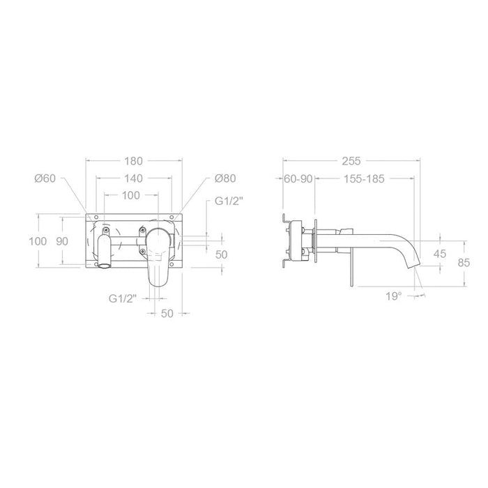 RAMONSOLER 362101OC ALEXIA Grifo Monomando Empotrado de Lavabo S2 Caño 19cm Color Oro Cepillado
