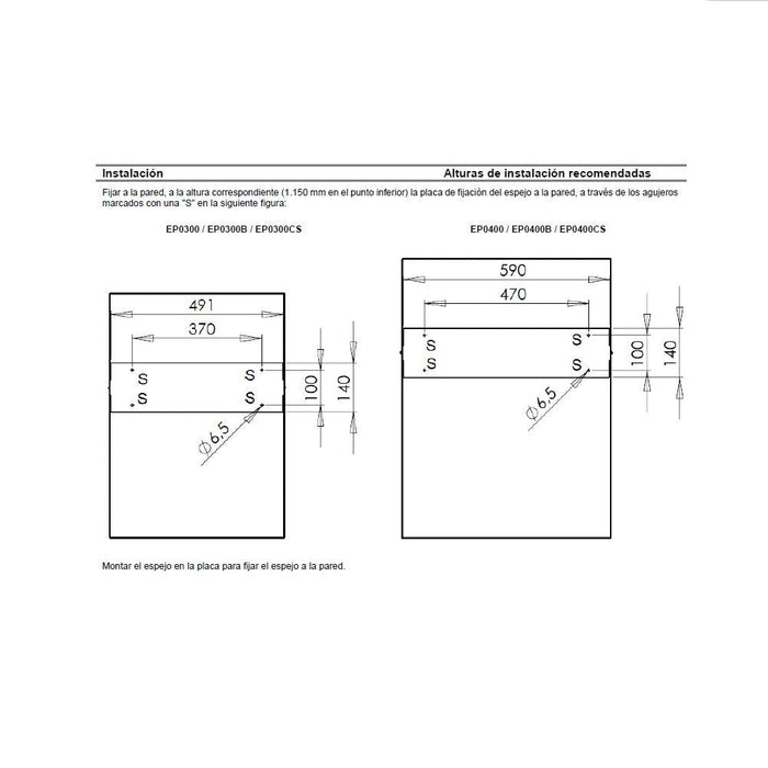 MEDICLINICS EP0400CS Espejo Basculante AISI 304 Satinado