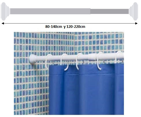 ARCOBAÑ 30BCBE120  Barra Cortina Blanca Extensible 120-220cm
