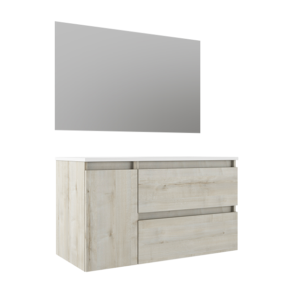 VISOBATH BOX Conjunto Mueble de Baño Derecha 2C+1P Suspendido Abedul