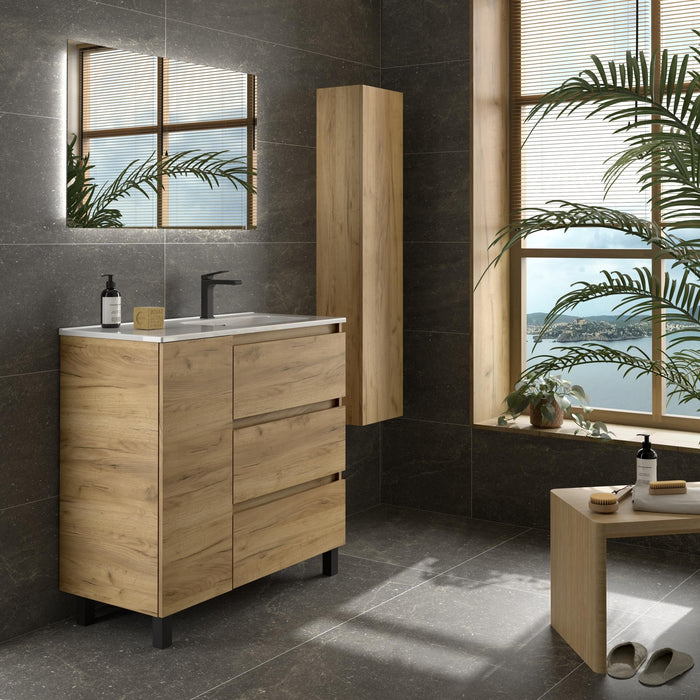 SALGAR 117497 BEQUIA PLUS Mueble de Baño 1 poza Porcelana 110cm Roble