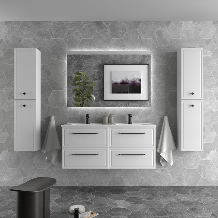 SALGAR 121835 RUNA Mueble de Baño 2 pozas Porcelana 120cm Blanco Mate