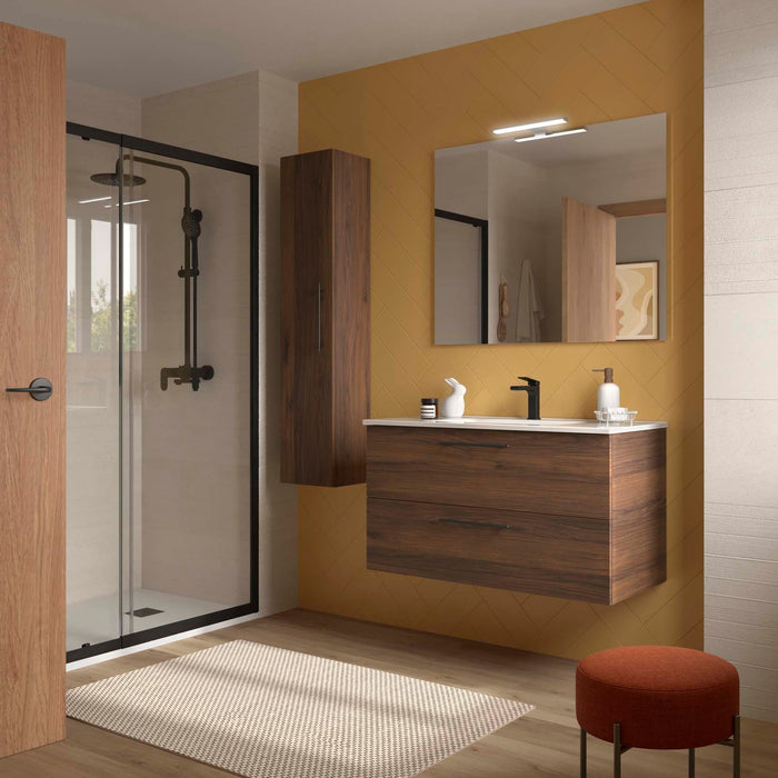 SALGAR SILANE Conjunto Mueble Nogal Maya Tirador Negro Mate