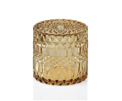 ANDREA HOUSE CR68277 Caja Vidrio Amarillo Ø9X9Cm