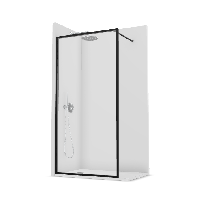 PROFILTEK NORDIC FN-2001 Mampara Fijo Perfil Negro Vidrio 8 mm Transparente