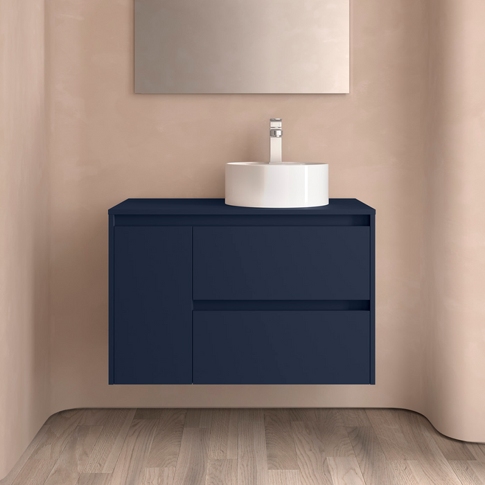 SALGAR NOJA 910 Mueble de Baño con Tapa Encimera 2 Cajones 1 Puerta Izquierda Color Azul Mate